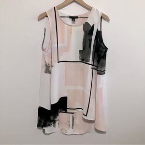 Alfani Abstract Print Pink and Black Sleeveless Top Size 10